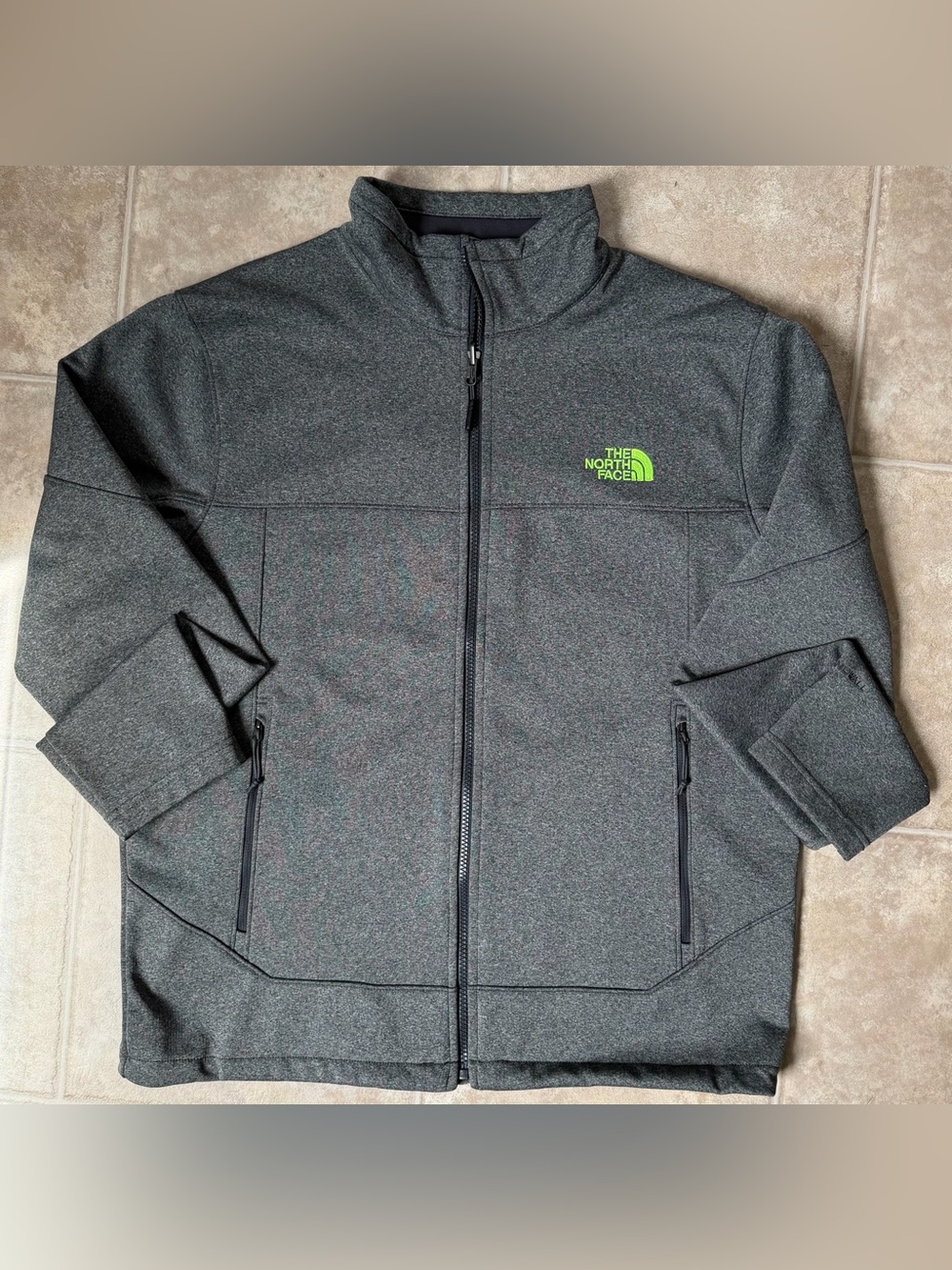 The North Face Men's Apex Canyonwall Jacket SoftShell Grey w/Lime Logo Size L - Picture 5 of 8